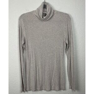 Cabi Turtle Top Medium‎ Beige Long Sleeve Lightweight Stretch Capsule Wardrobe